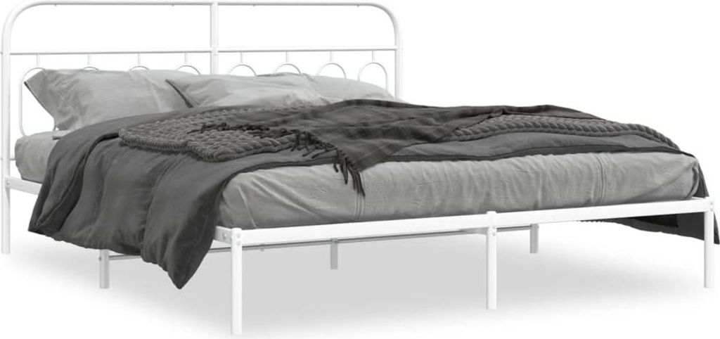 vidaXL Bettgestell mit Kopfteil Metall Weiß 183x213 cm