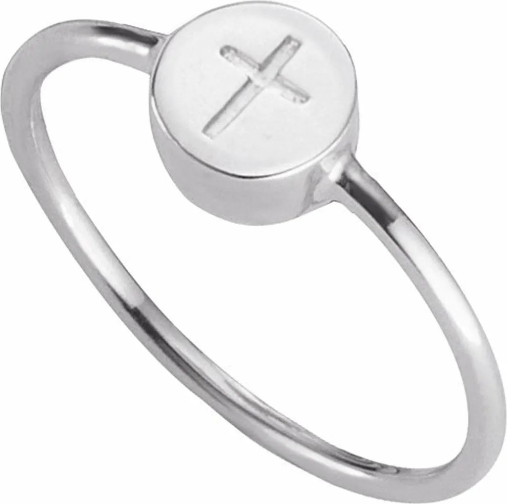 anello cai 925/- argento sterling rodiato croce