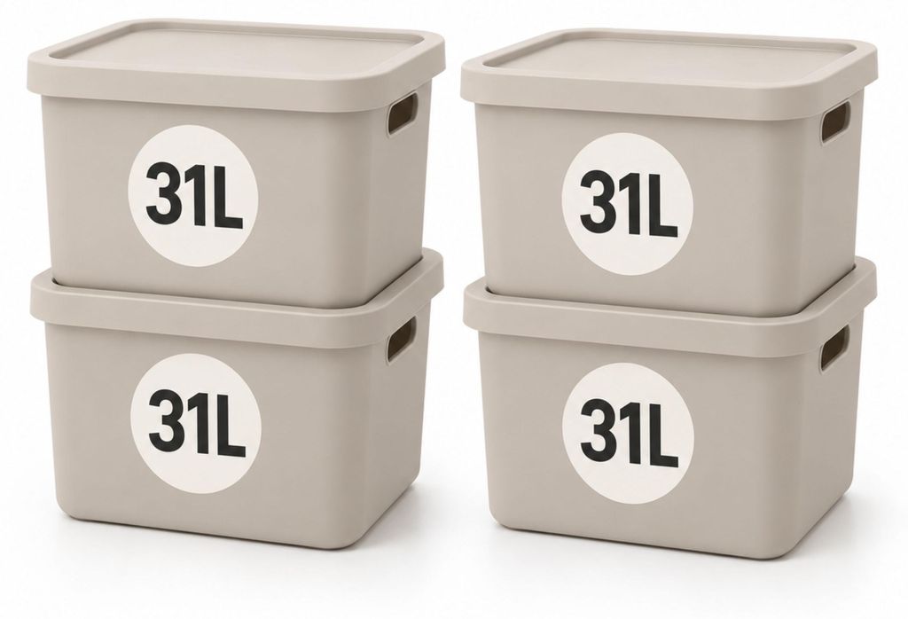 Plastard Aufbewahrungsbox mit Deckel 4er-Set 31 Liter in Produktbild 