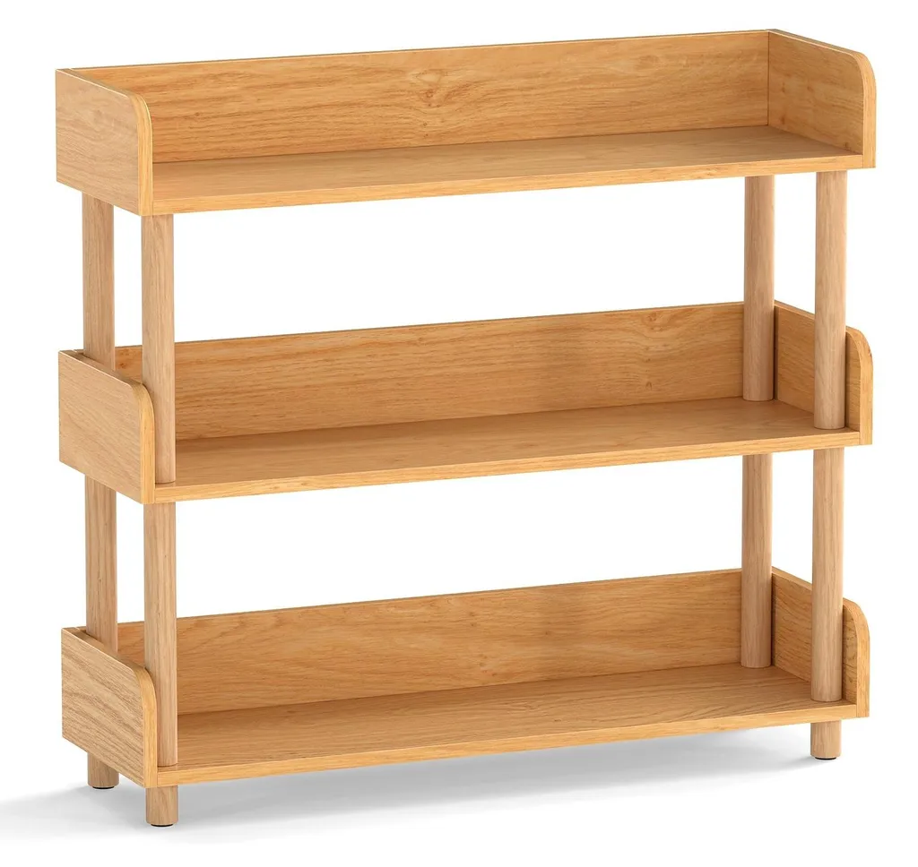 Bibliothèque Ouverte en Bois 3 Étages pour Salon et Bureau Contemporain