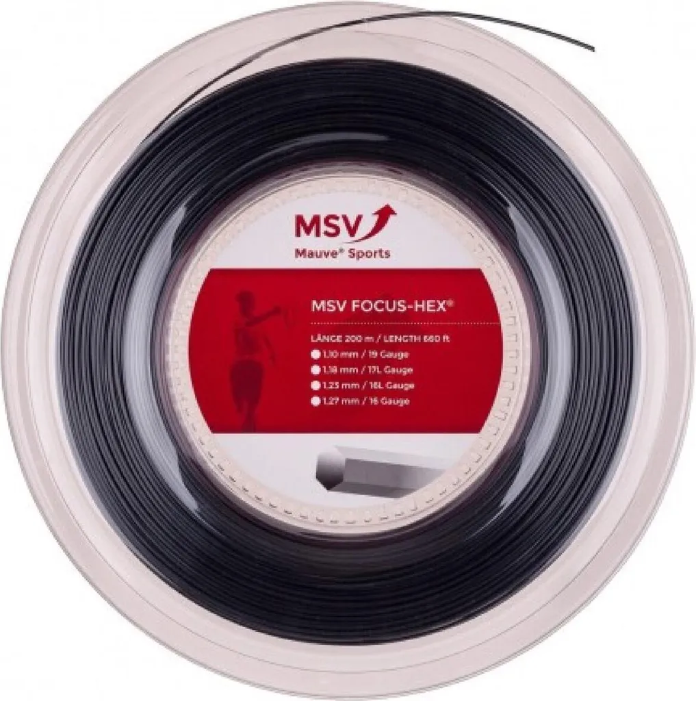 Cordage de Tennis MSV Focus-HEX Noir 200m Bobine Monofilament de Précision
