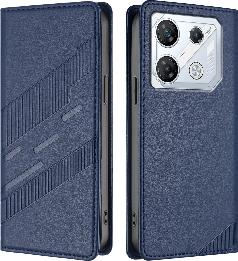 Custodia per Infinix GT 10 Pro, custodia a portafoglio in Finto cuoio con slot per carte e funzione stand Blau
