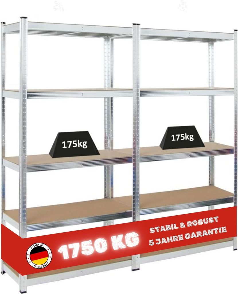 Mega Deal 2x Kellerregal GORILLA | HxBxT 180x90x40cm | Produktbild 