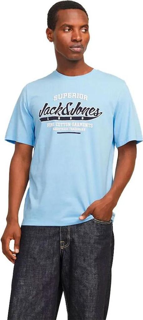 Jack & Jones Logo Kurzarm-t-shirt Blau M Herren Blau M