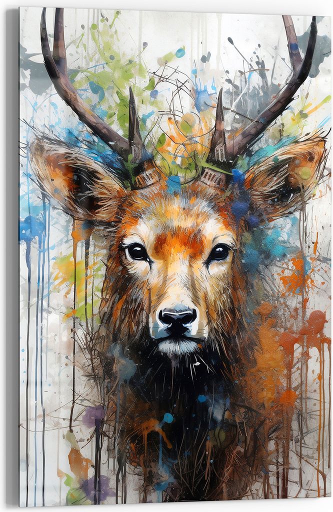 DEQOART Glasbild Echtglas 40x60 cm 'Aristokratischer Hirsch' Wandbild Bild modern Deko
