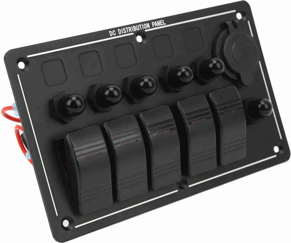 Tableau de commutation 5 positions 12-24V LED rouge pour camping-car