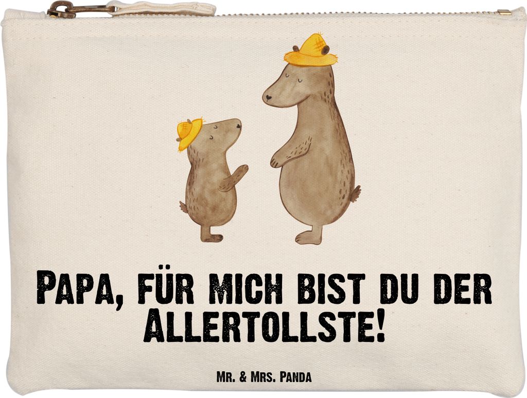 Mr. & Mrs. Panda Mäppchen Bären mit Hut Grösse XL Große - Weiß - Geschenk, Family, Stoffbeutel, Etui, Familie, Waschbeutel, Papi, Stifteetui, ...