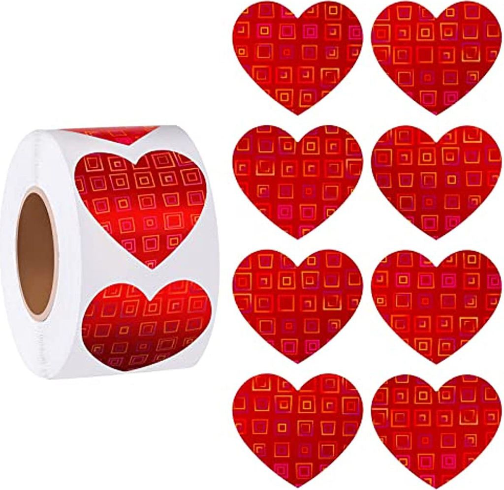 500pcs Herzaufkleber Selbstklebend abnehmbar Happy Valentinstag Geschenkbox Verpackung Label Aufkleber Wohneinrichtung-B