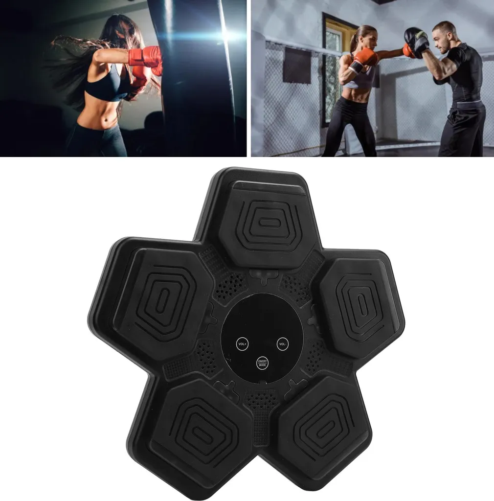 Machine de Boxe Musicale Enfant Noir avec Cible Murale Interactive Smart
