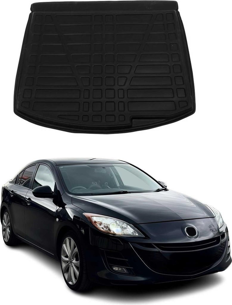 Kofferraumwanne Laderaumwanne für Mazda 3 Schrägheck 2009-2012 Gummi TPE Schwarz