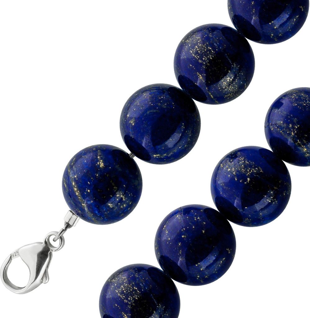 Lapiskette blauer Lapislazuli kugeln 16mm Edelstein 42
