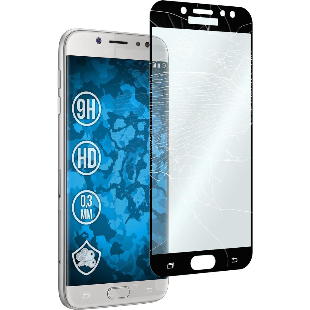 2er-Pack PhoneNatic Glas-Folie klar full-screen schwarz kompatibel mit Samsung Galaxy J7 2017 - Panzerglas für Galaxy J7 2017