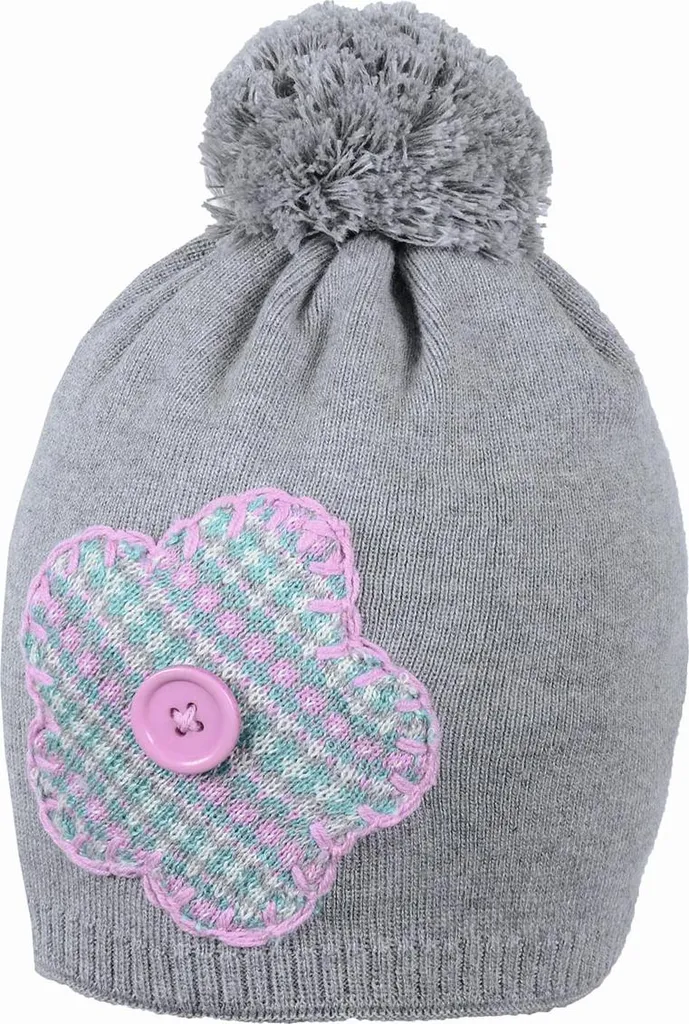 Berretto Invernale Döll Bambina - Grigio con Pompon e Fodera Termica