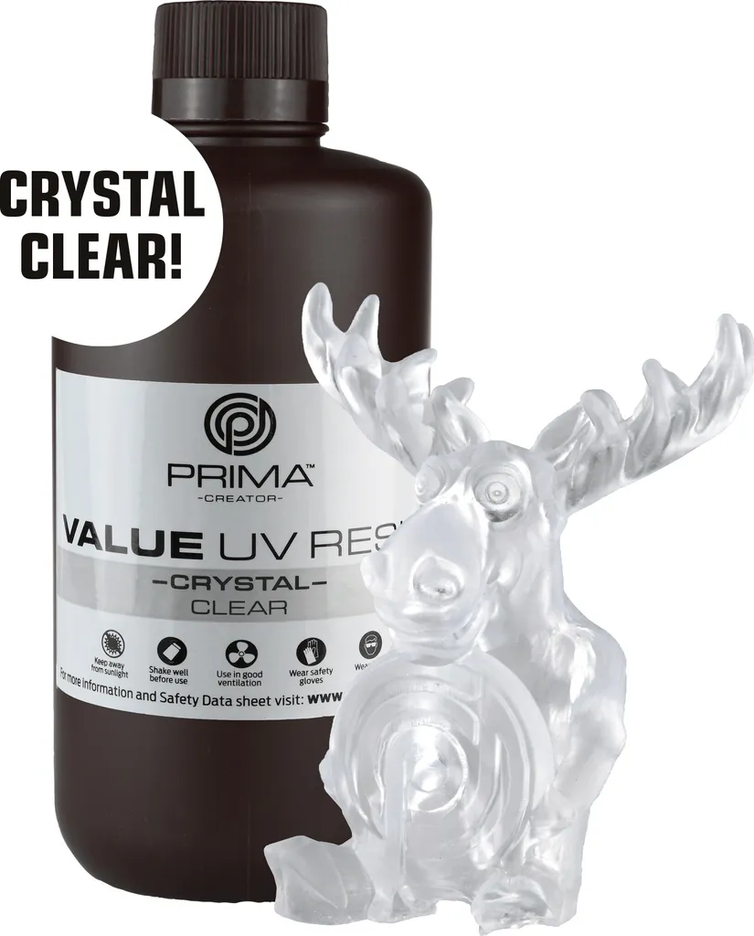 PrimaCreator Value Crystal UV Resin 1kg Clair pour Impression 3D Résine
