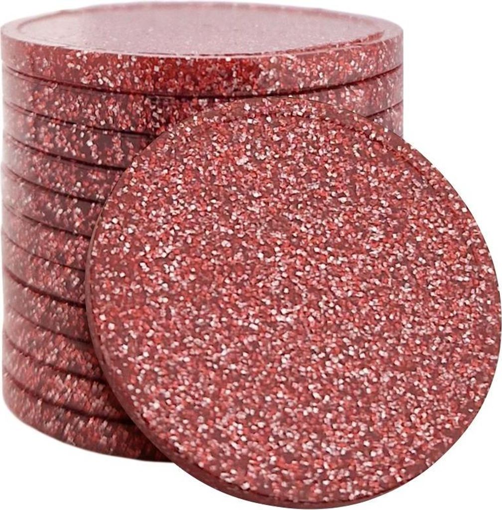 CombiCraft Wertmarken Chips oder Pfandmarken Ø29mm mit Glitzer Rot - pro 100 Stück