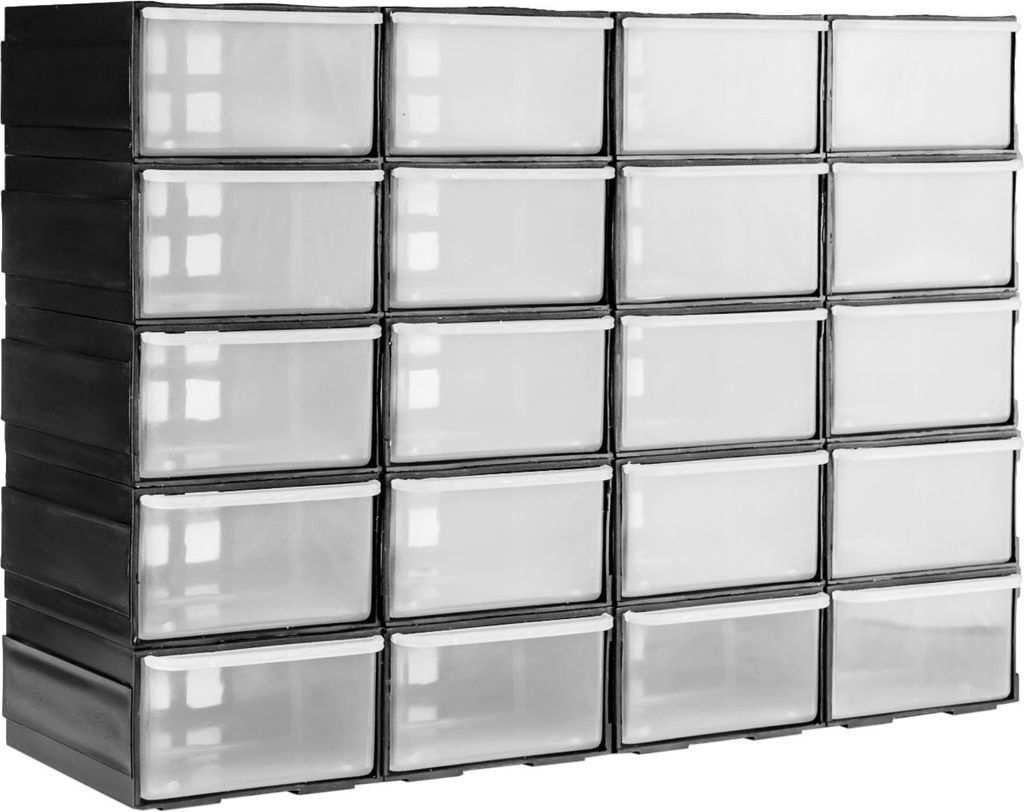 A storage organizer with multiple drawers.