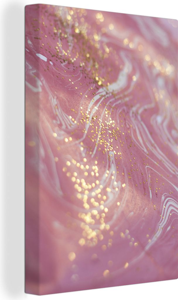 OneMillionCanvasses - Leinwandbilder - 90x140 cm, Marmor - Glitzer - Rosa, Wandbilder Kunstdruck Wanddekoration - Wandschmucke - Schlafzimmer