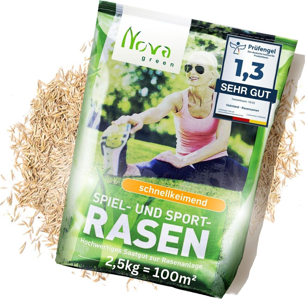 Rasensamen schnellkeimend 2,5kg = 75-100m² Sport und Spiel Produktbild 1