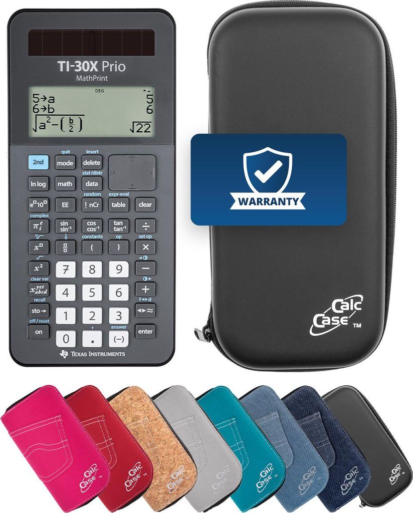 TI-30X Prio MP Taschenrechner mit Schutztasche im Jeans-Design pink