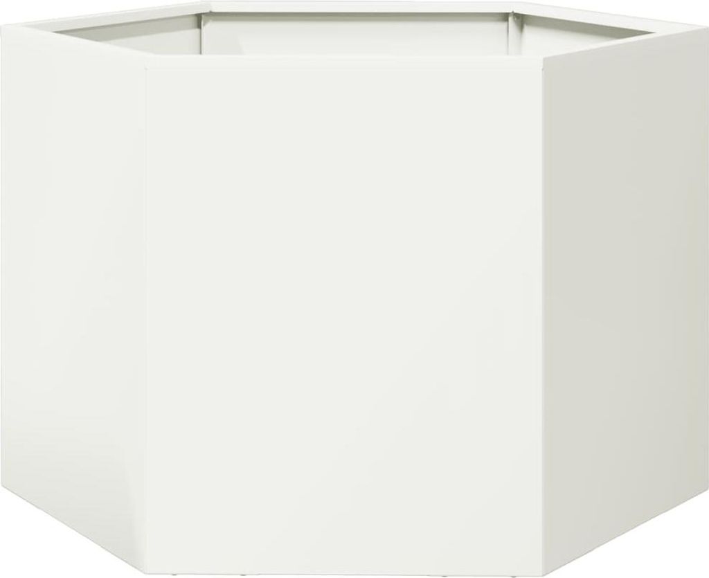 vidaXL Fioriera esagonale bianca 69x60x45 in acciaio Immagine del prodotto 