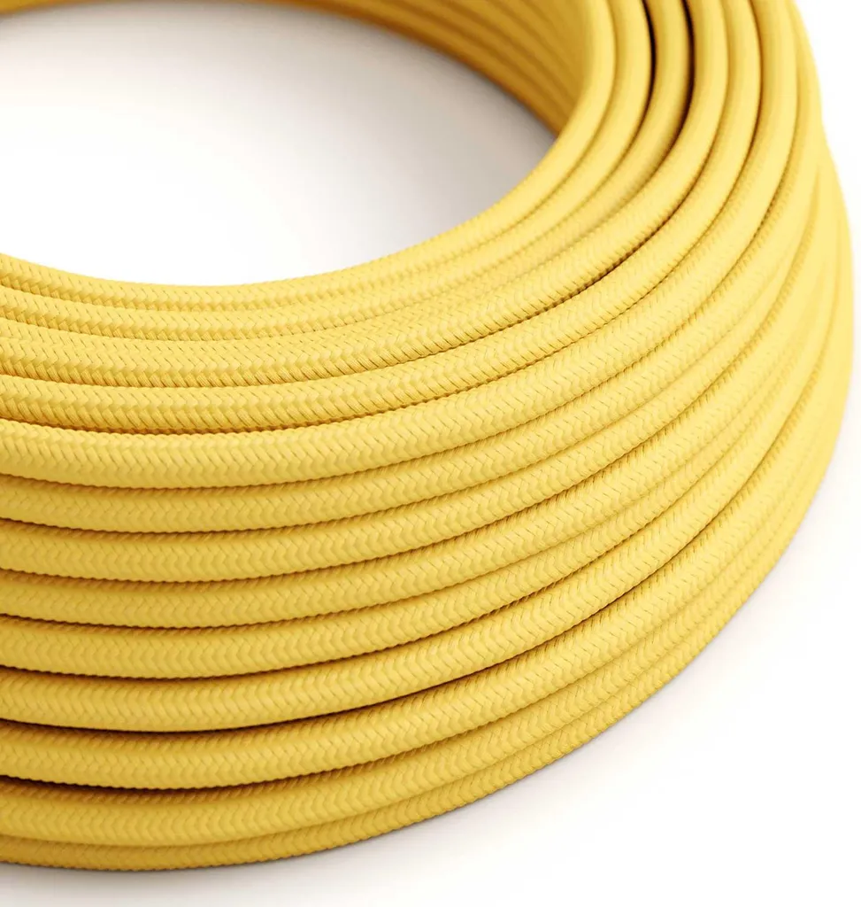 Fil électrique textile effet soie RM10 jaune maïs rond 2x0.75mm 10m