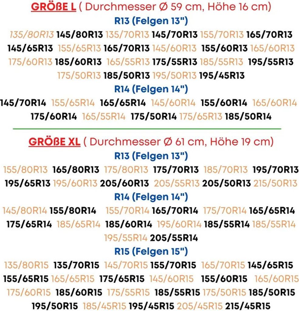 Begonia 4 Stück Reifentasche 19-23 Zoll - Reifenabdeckung Set Mit Tragegriff