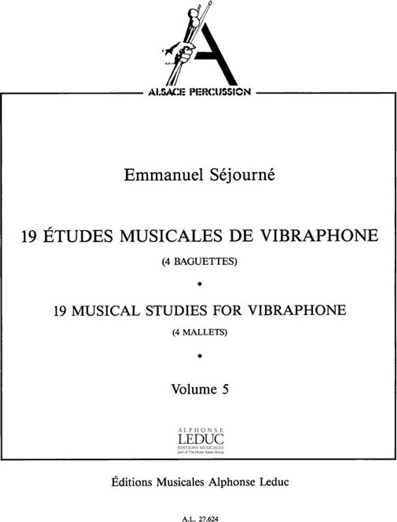 19 Études musicales vol.5 pour vibraphone (4 baguettes)