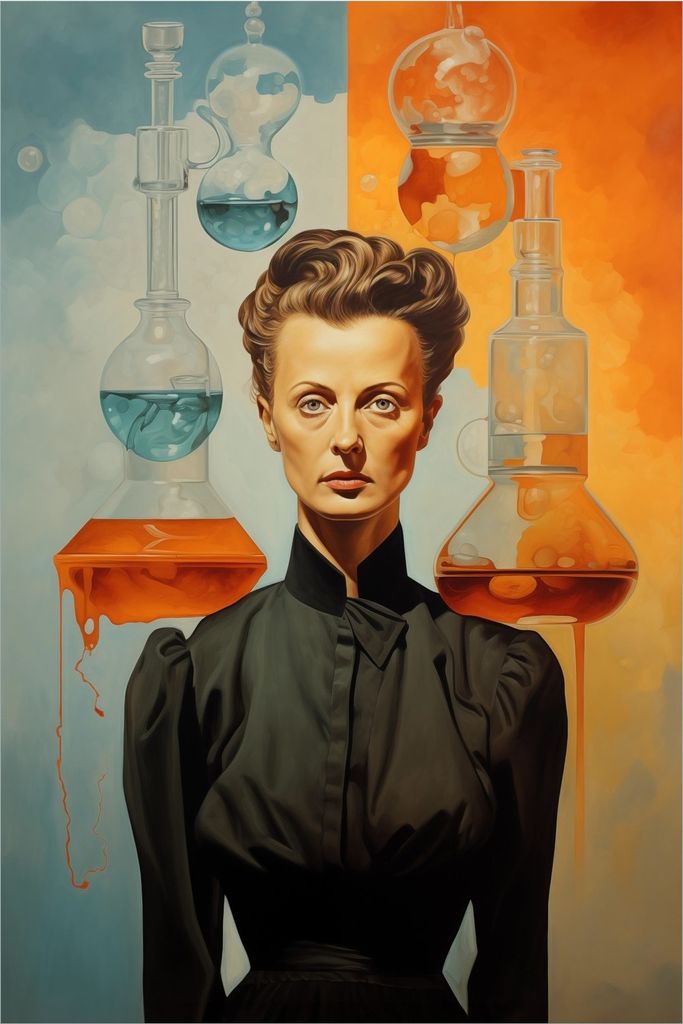 Wallario Premium Glasbild, freischwebende Optik, kräftige Farben, Größe 90 x 60 cm Motiv Visionäre Chemikerin