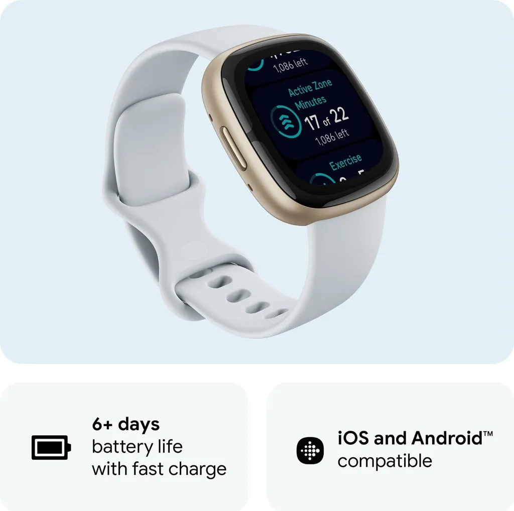 Fitbit Sense 2 FB521GLBM avec Capteur de Stress et ECG Soft Gold Blue - 7