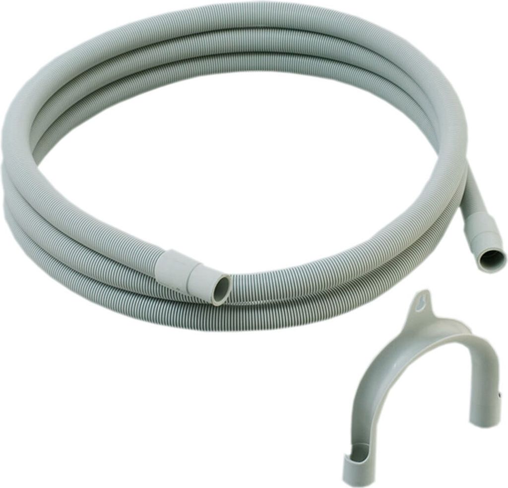 3,5m Ablaufschlauch für Waschmaschine oder Geschirrspüler, grau , inkl. Bügel - 2 gerade Tüllen gesteckt - beidseitig Muffe 19mm