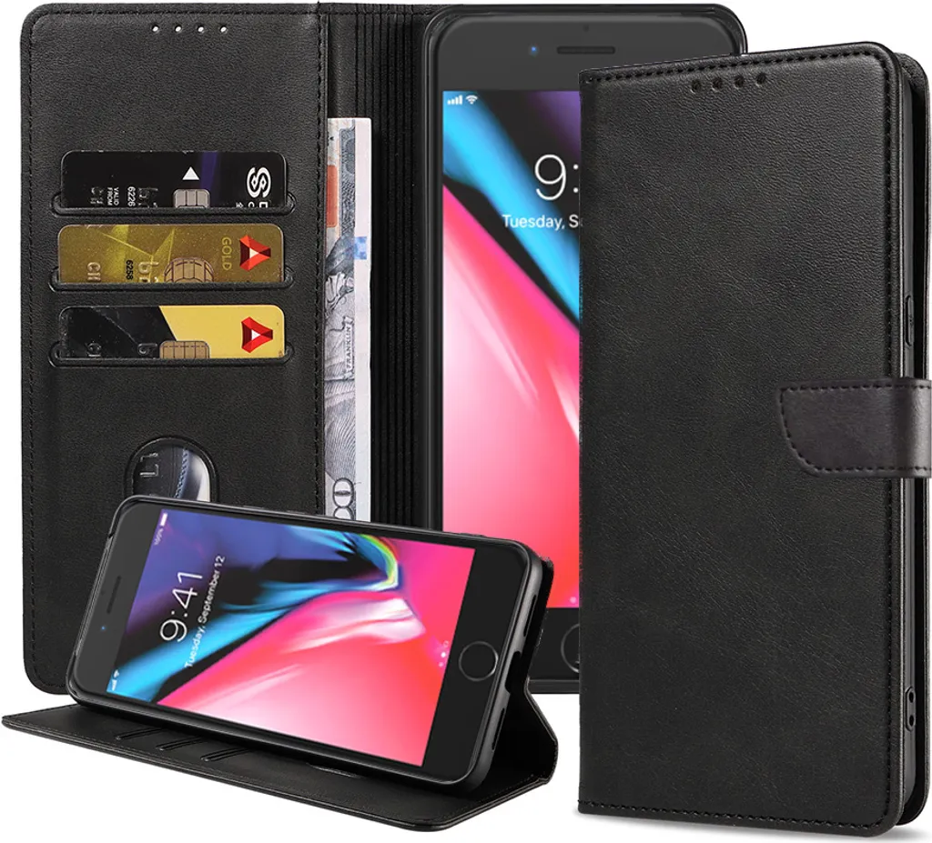 Custodia Elegante in Ecopelle Nera per iPhone 7 e iPhone 8