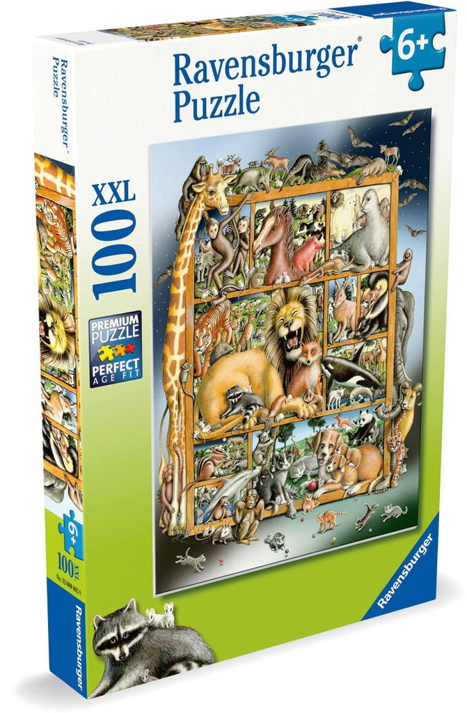 Ravensburger 12000862 Puzzle Tiere im Regal 100 Teile XXL