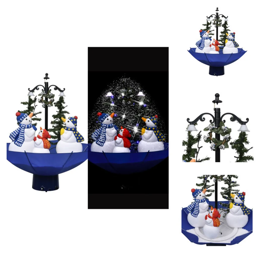 Sapin de Noël Bleu 75 cm avec Pied Parapluie et Neige vidaXL en PVC