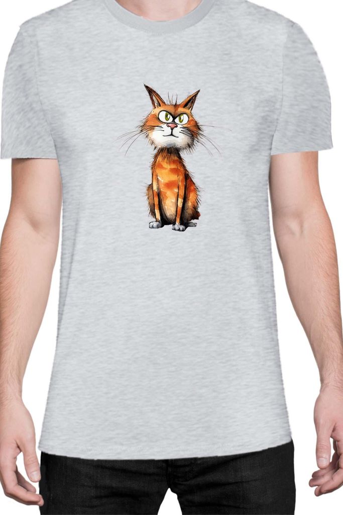 Herren T-Shirt Funny Cats Breeds Manx Cat, Man 3XL / Grau