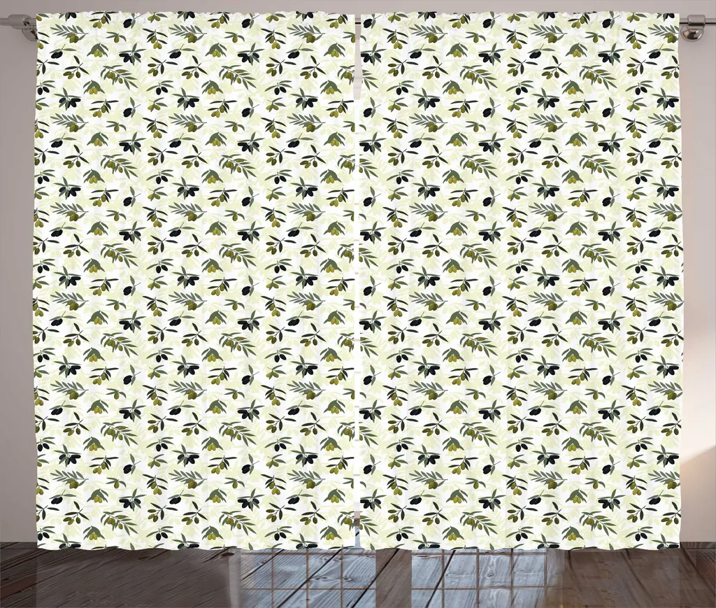 Rideau Anti-Regards et Décoratif Olivier Rustique 280x225 cm à Fronces