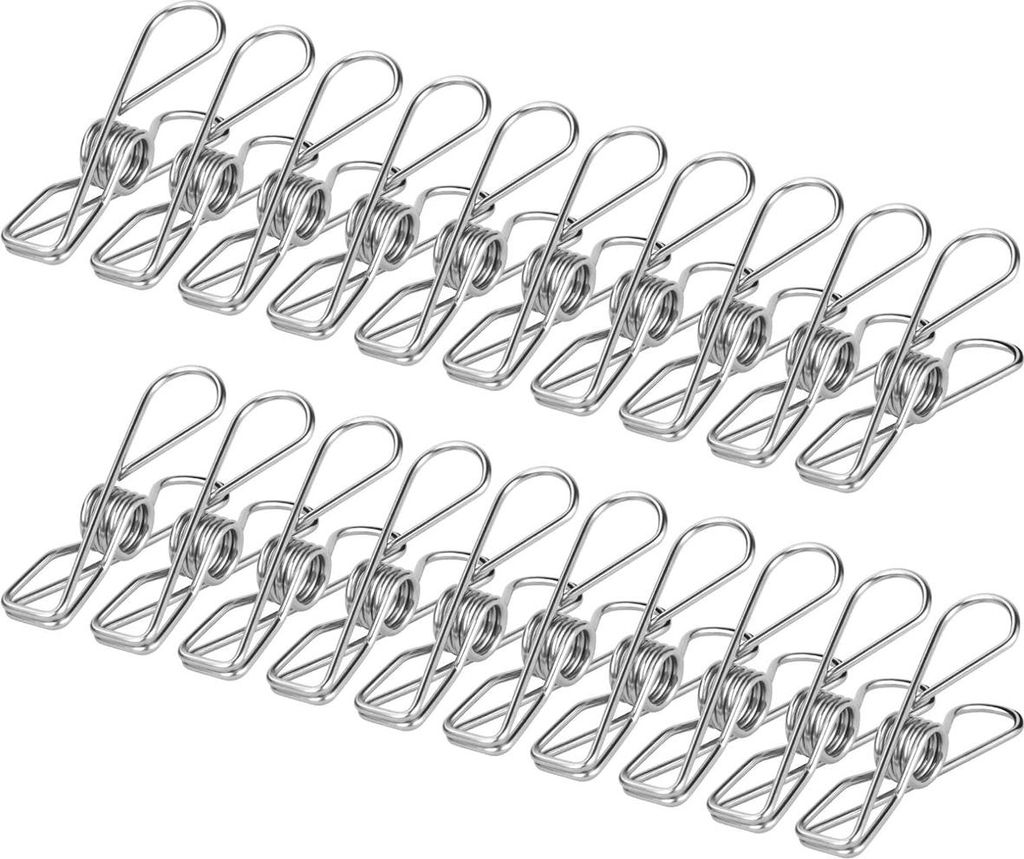 Wäscheklammern aus Edelstahl für Handtücher, Kleidung, Socken – silberfarben, 20 Stück