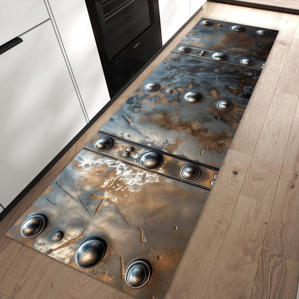 Küchenteppich 60x90cm rutschfest & abwischbar PVC Läufer - Metallstruktur