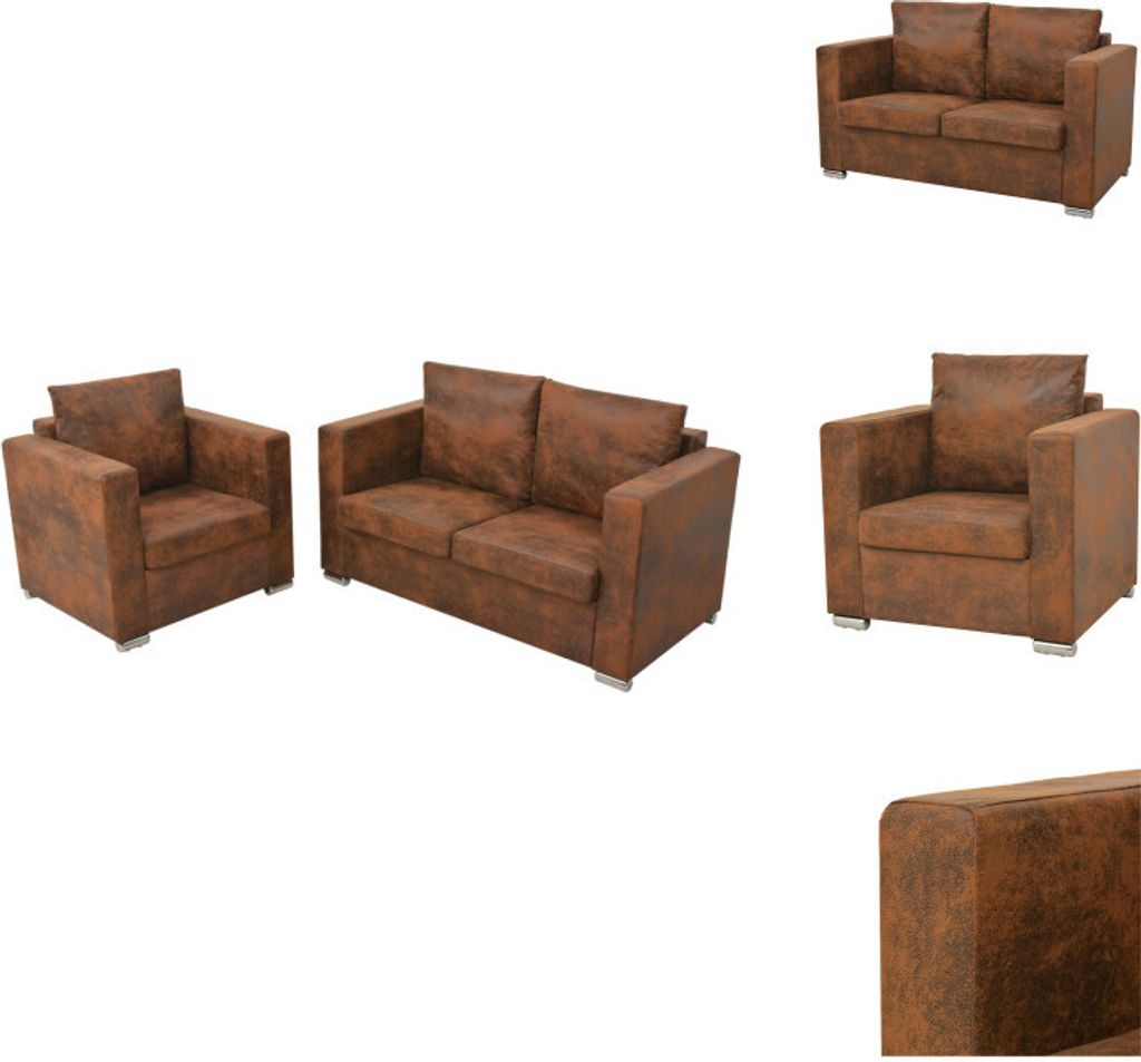vidaXL Sofagarnitur 2-tlg. Künstliches Wildleder - Sofas