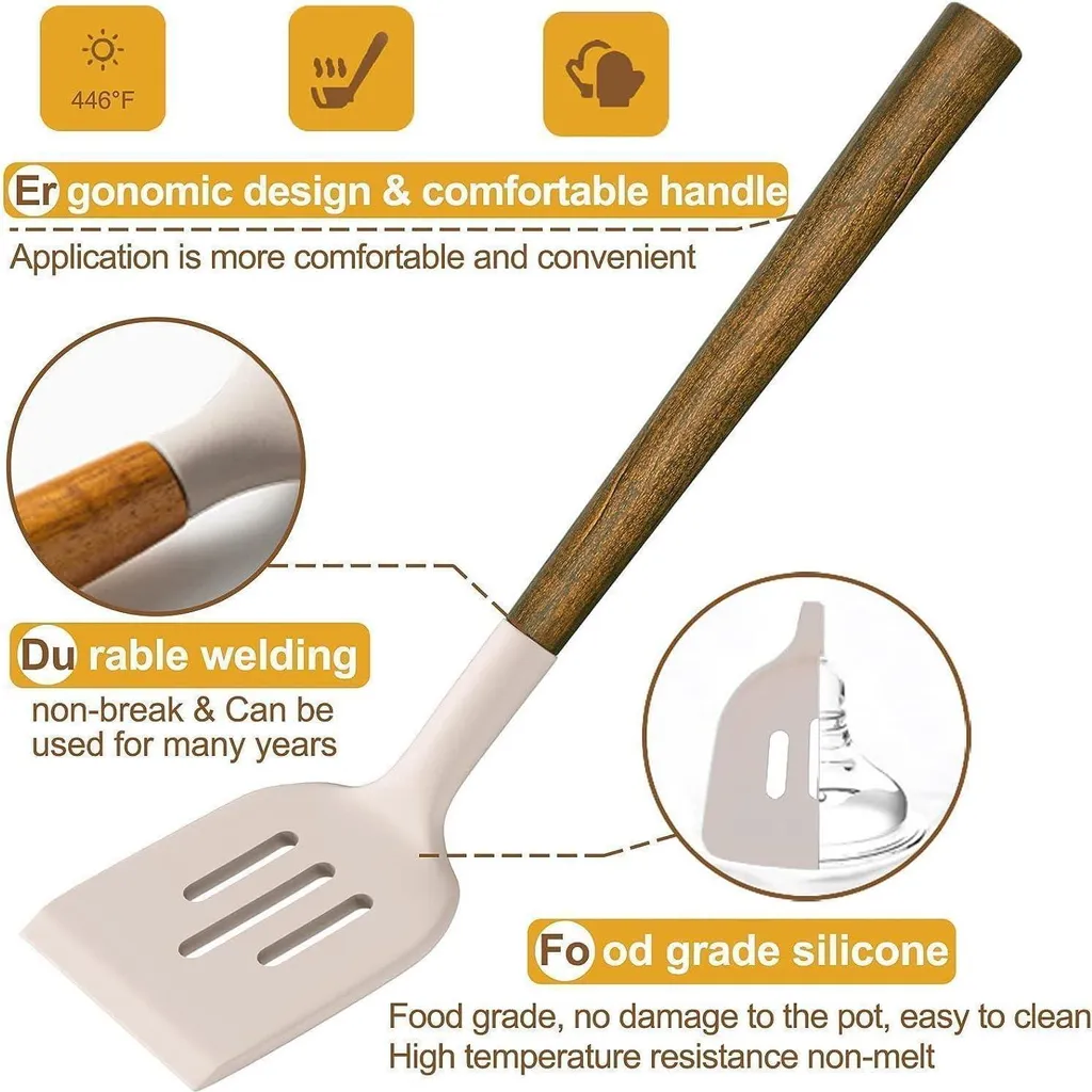 Set Mestoli Cucina Design Silicone Khaki 8pz - Stile e Funzionalità - 5