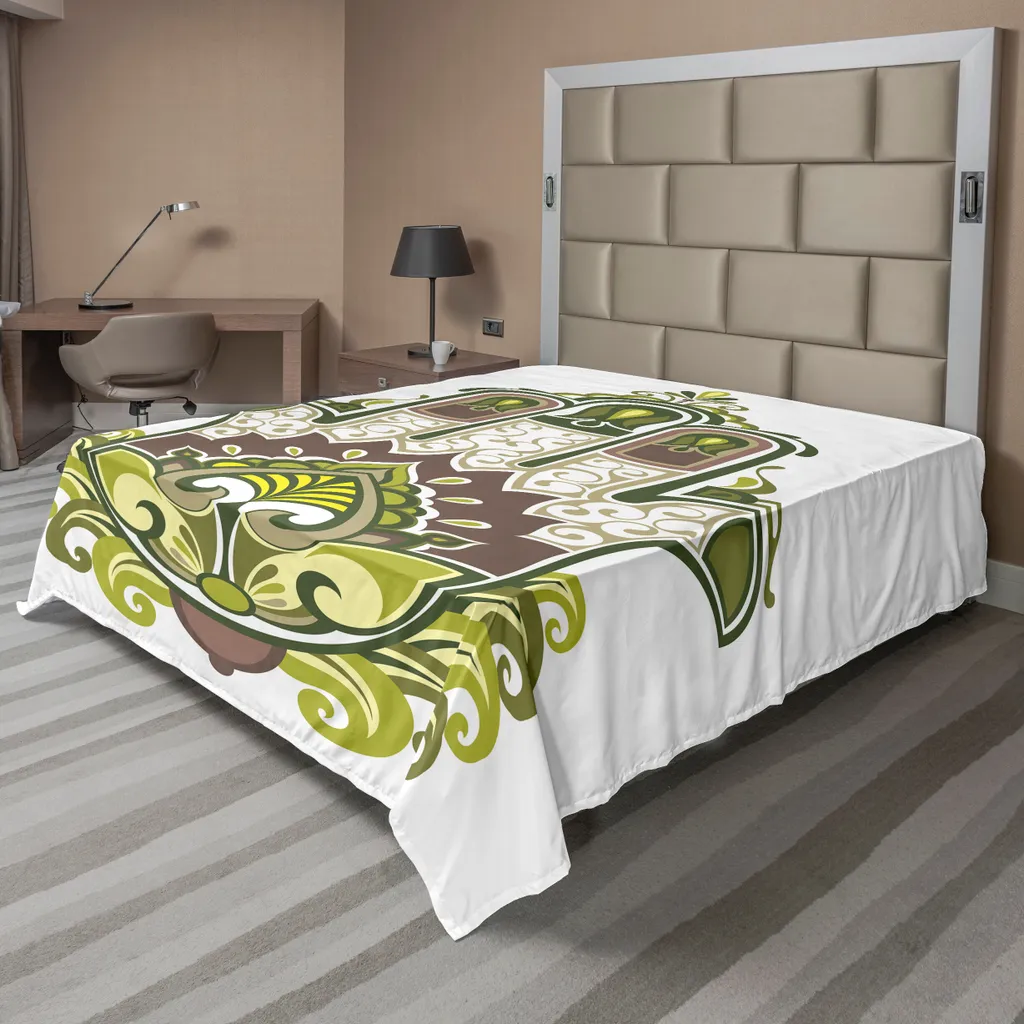 Drap de Lit Décoratif Zen pour Chambre Parentale, Motif Hamsa 266x260
