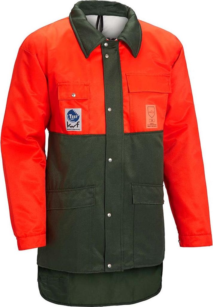 Novotex-Isomat Schnittschutzjacke mit Bauchschutz SignalOrange/Grün Größe 50/52