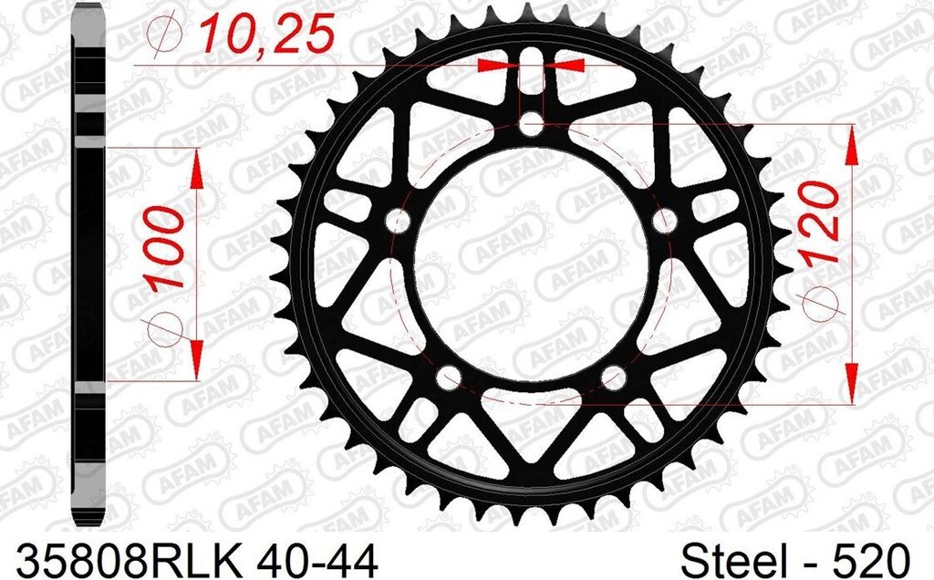 AFAM Ultraleichtes Stahlritzel hinten 35808 - 520