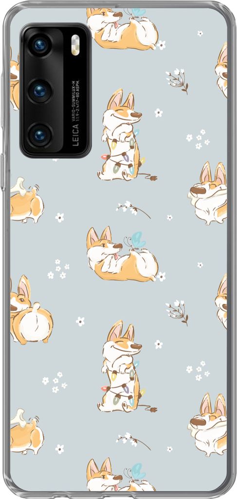 MuchoWow Handyhülle Schutzhülle Hülle für Telefoonhoesje Huawei P40 Muster - Hund - Corgi - Jungen - Mädchen - Kinder - Kinder Silikon Softc...