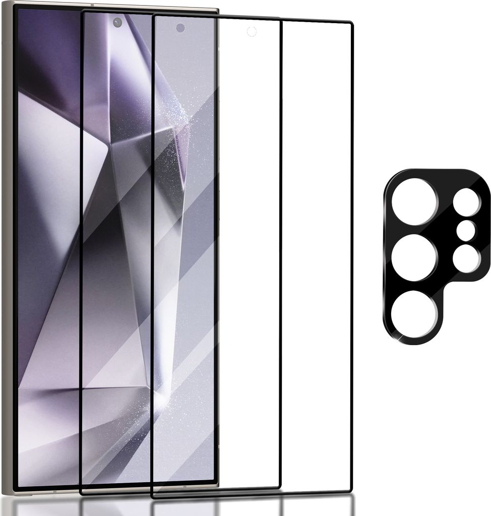 2-Pack Displayschutzfolie & 1-Pack Objektivschutz fur Samsung S24 Ultra 5G aus 9H gehärtetem Glas