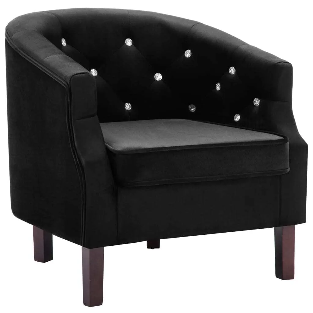 Fauteuil vidaXL Velours Noir Idéal pour Coin Lecture et Déco Bureau
