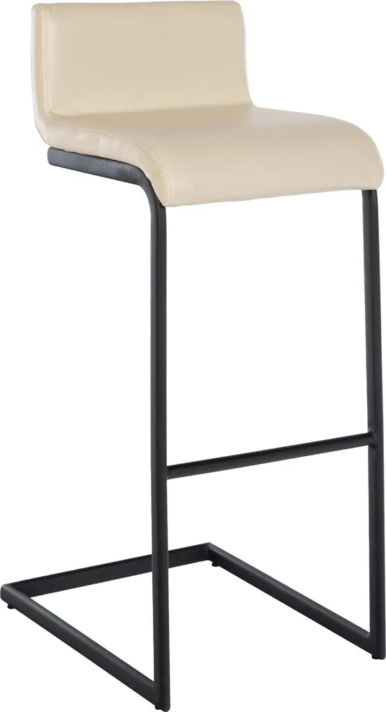 Tabouret Newport crème facile à nettoyer avec assise similicuir noir