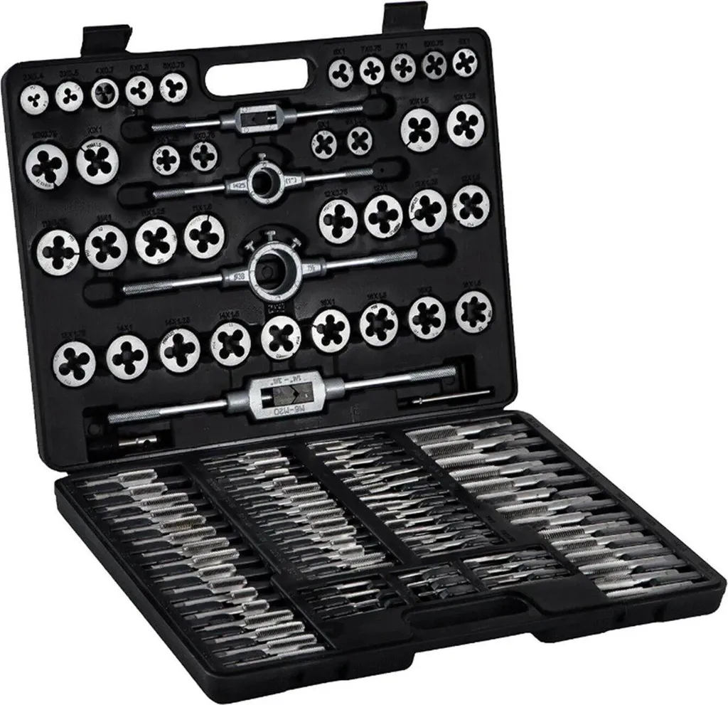 Set Filettatura 110 Pezzi Acciaio Tungsteno - Valigetta Happyment DeLuxus
