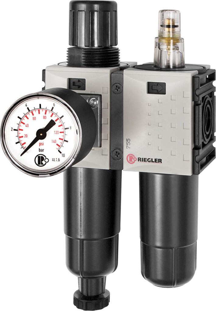 Riegler Wartungseinheit 2-tlg. »FUTURA-mini«, Metallbe., Stand.mano., G 1/4, 0,5-8, HA