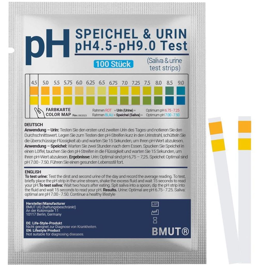 BMUT 100x pH Teststreifen für Urin & Speichel Produktbild 