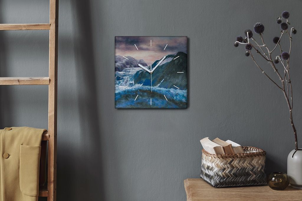 Coloray Hodiny Unikátní 30x30 cm Tiché hodiny Pro obývací pokoj a kuchyň Nástěnné hodiny Plátno Bílé ručičky hodin - Schneeberg